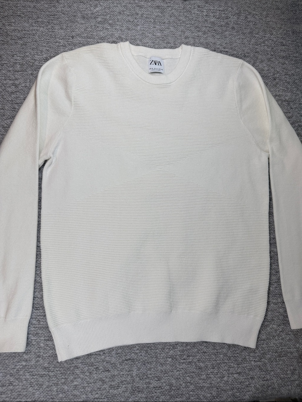 Zara Men Cream Textured Crewneck Sweater Size M (small)